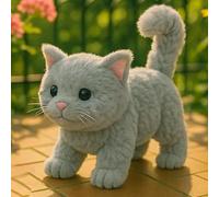 Mon Chat réaliste de Toy-Bring Joy et Chaleur et Chaleur, Un Animal en Peluche électrique - de Nouveaux Jouets de Chat interactifs Peuvent Marcher et Parler, des Animaux Mignons Toys for Girls Boys
