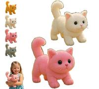 Mon Chat réaliste, mouvements et Sons, Peut Marcher, miauler, remuer la tête et la Queue, Chaton Robot Qui se comporte comme Un Vrai Chaton, Compagnon pour Les Amoureux des Chats Pink + White