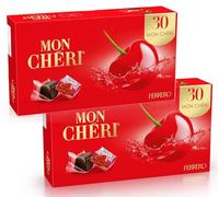 Mon Chéri Bouchées chocolat noir fourrées cerise et liqueur par 30 - lot de 2 x 315g (60 pièces) - Chocolat Bonbon pour adultes - Offre Spéciale