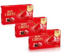 Mon Chéri Bouchées chocolat noir fourrées cerise et liqueur par 30 - lot de 3 x 315g (90 pièces) - Chocolat Bonbon pour adultes - Offre Spéciale