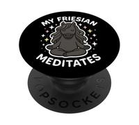 Mon Cheval Frison médite de façon Mignonne et drôle PopSockets PopGrip Adhésif