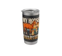 Mon cheval mange mieux que moi Gobelet isotherme en acier inoxydable double paroi