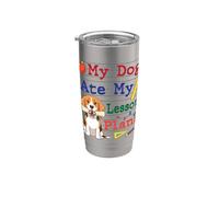 Mon chien Beagle a mangé mes plans de cours avec un papa, une maman et un professeur amusants Gobelet isotherme en acier inoxydable double paroi