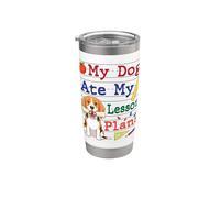 Mon chien Beagle a mangé mes plans de cours avec un papa, une maman et un professeur amusants Gobelet isotherme en acier inoxydable double paroi
