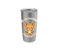 Mon chien Chihuahua médite un art mignon et drôle Gobelet isotherme en acier inoxydable double paroi