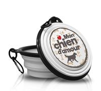 Mon Chien d'amour - Gamelle Pliable et Portable avec Mousqueton pour Promener Votre Compagnon à Quatre Pattes. Maniable, légère et Surtout Pratique.