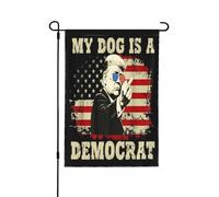 Mon chien est démocrate, il se prélasse et s'attend à ce que je le nourrisse. Drapeau de jardin humoristique 3