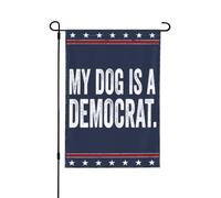 Mon chien est démocrate, il se prélasse et s'attend à ce que je le nourrisse. Drapeau de jardin humoristique 3
