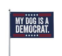 Mon chien est démocrate, il se prélasse et s'attend à ce que je le nourrisse. Panneau publicitaire humoristiqu