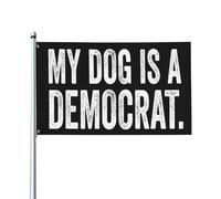 Mon chien est démocrate, il se prélasse et s'attend à ce que je le nourrisse. Panneau publicitaire humoristiqu