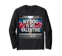 Mon Chien est Mon Amoureux des Chiens Husky Street Graffiti pour la Saint-Valentin Manche Longue