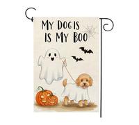 Mon Chien Est Mon Boo Halloween Fantôme Effrayant Bannière Cour 30X45Cm Drapeaux Décoratif Double Face Drapeau De Cour Pour Porte Chambres Toutes Les Saisons