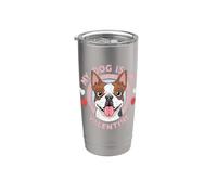 Mon chien est mon terrier de Boston pour la Saint-Valentin. Passionné de pattes Gobelet isotherme en acier inoxydable double paroi