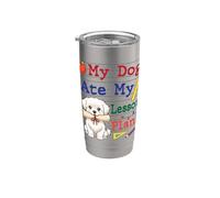 Mon chien maltais a mangé mes plans de cours drôles pour papa, maman et professeur Gobelet isotherme en acier inoxydable double paroi