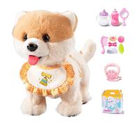 Mon Chiot Robot Réaliste, Chant Musical, Danse, Peluche Interactive, Promenade Le Long du Chiot, Dialogue Vocal, Simulation de Repas, Performance de Poirier Battery Pomeranian