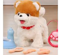 Mon Chiot Robot Réaliste Jouet Chien Qui Marche Peluche Robot Chien pour Adultes, Qui Bat des Pattes, Lèche la Langue, Marche, Parle Et Chante Dog A