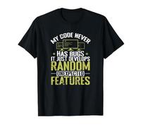 Mon Code n'a jamais de Bugs, il développe Juste Un F aléatoire et inattendu T-Shirt Graphique avec Valeur, Homme, Noir, M