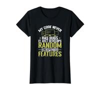 Mon Code n'a jamais de Bugs, il développe Juste Un F aléatoire et inattendu T-Shirt Graphique avec Valeur, Femme, Noir, XS
