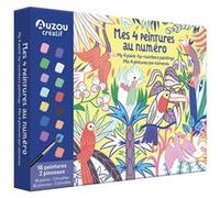 Mon coffret d'artiste - Mes 4 peintures au numéro : Merveilleuse nature + 2 pinceaux - Paula McGloin - Auzou Éditions - Coffret - Document jeunesse