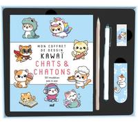 Mon coffret de dessin kawaï - Chats et chatons Un livre pour apprendre à dessiner 101 personnages et tout le matériel inclus - Collectif - Merci Les Livres - Coffret - Guide
