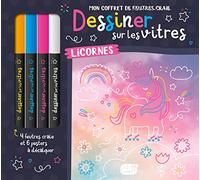 Mon coffret de feutres craie - dessiner sur les vitres - licornes
