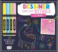 Mon coffret de feutres craie - dessiner sur les vitres licornes ne - Atelier Cloro - 1 2 3 Soleil - Coffret - Jeux livres objets