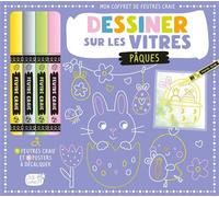 Mon coffret de feutres craie - dessiner sur les vitres pâques - posters + 4 feutres - Atelier Cloro - 1 2 3 Soleil - Jeux livres objets