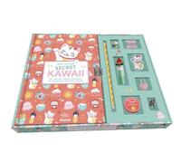 Auzou Coffret de papeterie Mon Carnet Secret Kawaii – Surligneur, cadenas, écusson, masking tape