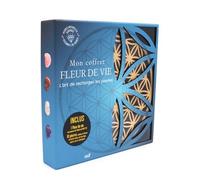 Mon Coffret Fleur De Vie - L'art De Recharger Les Pierres - Avec Un Livre D'initiation, 10 Pierres Roulées Et Brutes Et Une Fleur De Vie En Bois