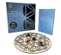 Mon coffret Fleur de vie - L'art de recharger les pierres Un livre d'initiation, 10 pierres roulées et brutes et une fleur de vie en essence de tilleul - Céleste Gustin - Merci Les Livres - Boîte ou a
