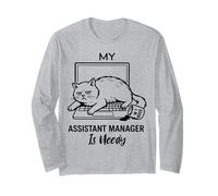 Mon collègue est dans Le Besoin - Funny Work from Home Cat Men Women Manche Longue