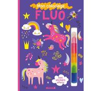 Mon coloriage fluo (Licornes) - Avec stickers offerts - Collectif - Hemma - broché - Document jeunesse