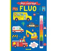 Mon coloriage fluo (Véhicules) - Avec stickers offerts + feutre - Collectif - Hemma - broché - Document jeunesse