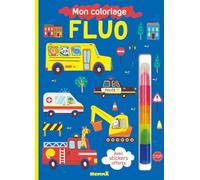 Mon coloriage fluo (véhicules) - livre de coloriage - stickers offerts - feutres fluos - 3 ans