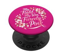 Mon Combat Ma Victoire Rose Sensibilisation au Cancer PopSockets PopGrip Adhésif