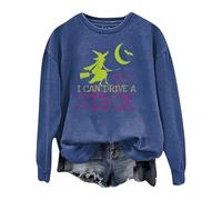 Mon compte, Lettres de sorcière d'Halloween « Yes I Can Drive A Stick », Pull à capuche imprimé à manches longues Robe en tricot avec femmes, bleu, XXL