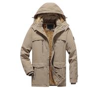 Mon compte Mes commandes Veste d'hiver pour homme Rembourrée et épaisse Style décontracté avec poches Manteau Longueur genou Homme, kaki, XL
