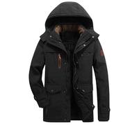 Mon compte Mes commandes Veste d'hiver pour homme Rembourrée et épaisse Style décontracté avec poches Manteau Longueur genou Homme, Noir , 3XL