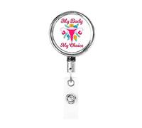 Mon corps mon choix utérus doigt Pro choix porte-Badge rétractable bobine Clip porte-carte d'identité pour infirmière étudiant employé de bureau