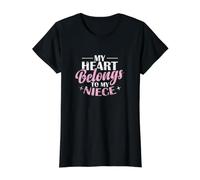 Mon cœur Appartient à ma nièce T-Shirt Graphique avec Valeur, Femme, Noir, L