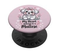 Mon cœur Appartient à Un Maltais PopSockets PopGrip Adhésif