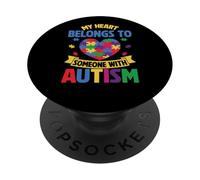 Mon cœur Appartient à Une Personne autiste PopSockets PopGrip Adhésif