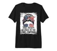Mon cœur Appartient au Capitaine des Pompiers T-Shirt Haut de Gamme