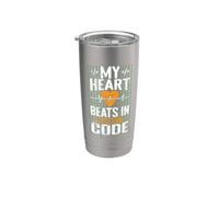 Mon cœur bat en code binaire Gobelet isotherme en acier inoxydable double paroi