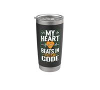 Mon cœur bat en code binaire Gobelet isotherme en acier inoxydable double paroi