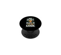 Mon cœur Bat en Code Binaire PopSockets PopGrip Adhésif