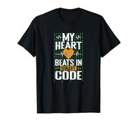 Mon cœur Bat en Code Binaire T-Shirt Graphique avec Valeur, Homme, Noir, XL