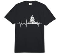 Mon cœur Bat pour Noël Ligne d'impulsion du Père Noël Comfort Colors Adult Heavyweight T-Shirt