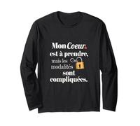 Mon cœur est à Prendre Fan Humour Saint Valentin Tee Manche Longue