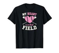 Mon cœur est sur ce Terrain de Baseball, Maman T-Shirt Graphique avec Valeur, Homme, Noir, M